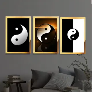 Pleksi Çerçeveli Ying Yang Tablo 3lü