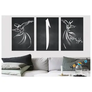 Semazen & Elif Dekoratif Duvar Ahşap (mdf) 3'lü Tablo 20x30