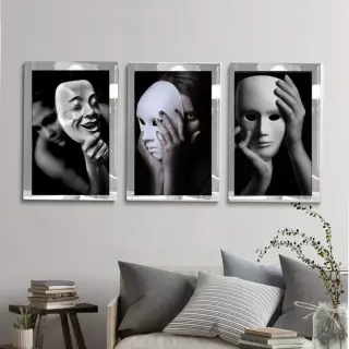 Pleksi Çerçeveli Maske Tablo 3lü